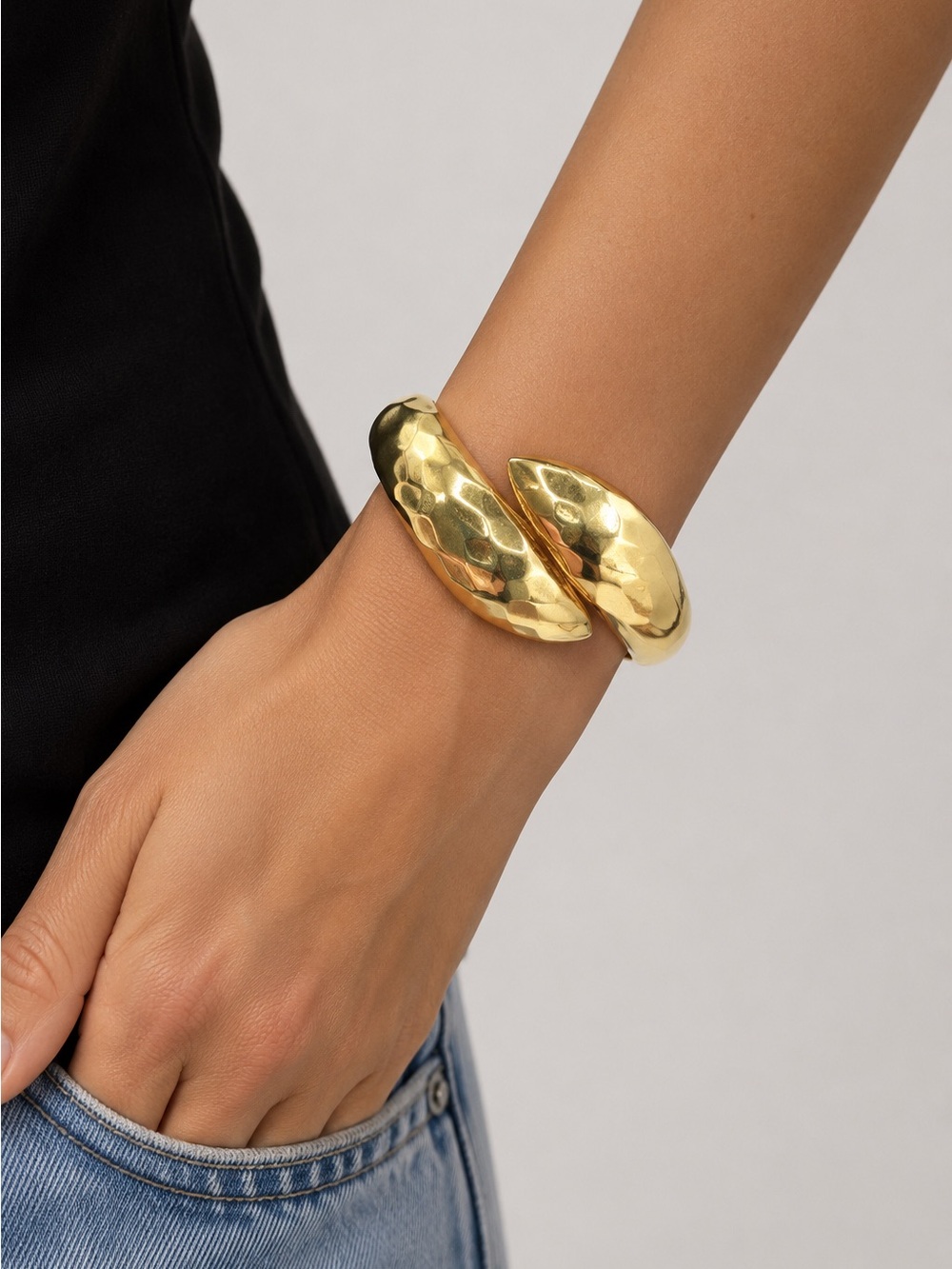 Vintage Joan Rivers Gold Tone Statement Cuff Bracelet | Sculptural Designer